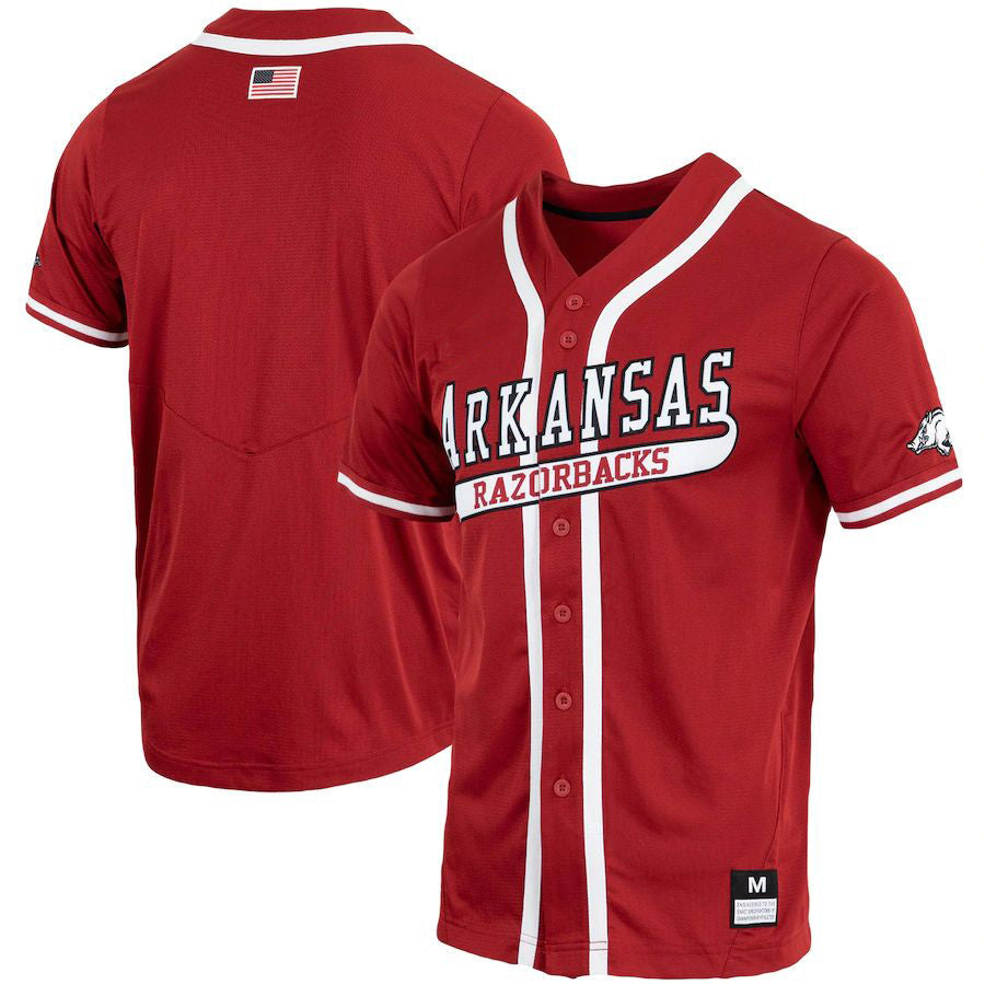 A.Razorbacks Replica Full-Button Baseball Jersey Cardinal Stitched American College Jerseys
