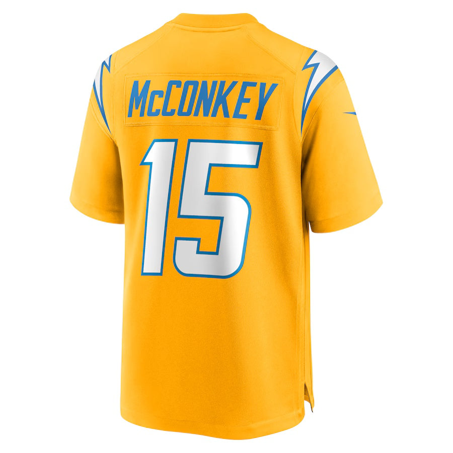 LA.Chargers #15 Ladd McConkey Gold Alternate Charger Power Game Player American Football Jerseys