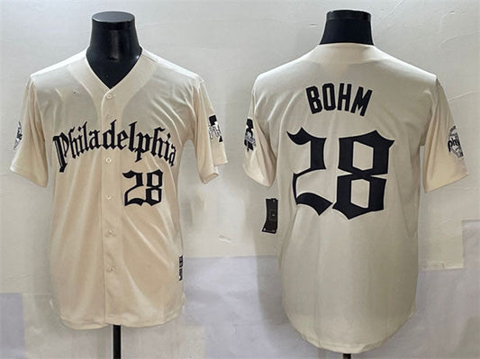 Philadelphia Phillies #28 Alec Bohm Cream Gothic Vapor Limited Stitched Baseball Jersey