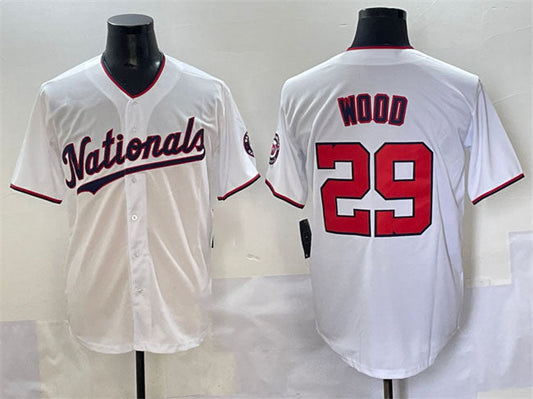 Washington Nationals #29 James Wood White Home Limited Stitched Baseball Jersey